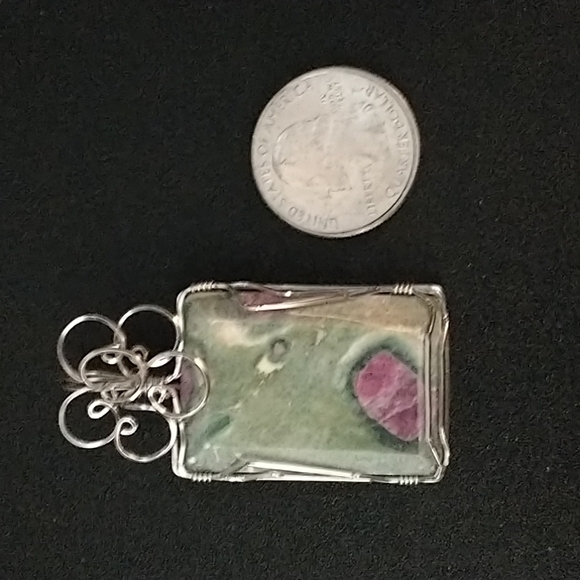 Real, Raw, Uncut RUBY & Fuschite hand made pregnant Wire Wrapped in Silver - Picture 2 of 4